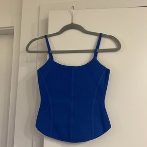 Sculpt knit tank from Babaton. Color: Sapphire Blue